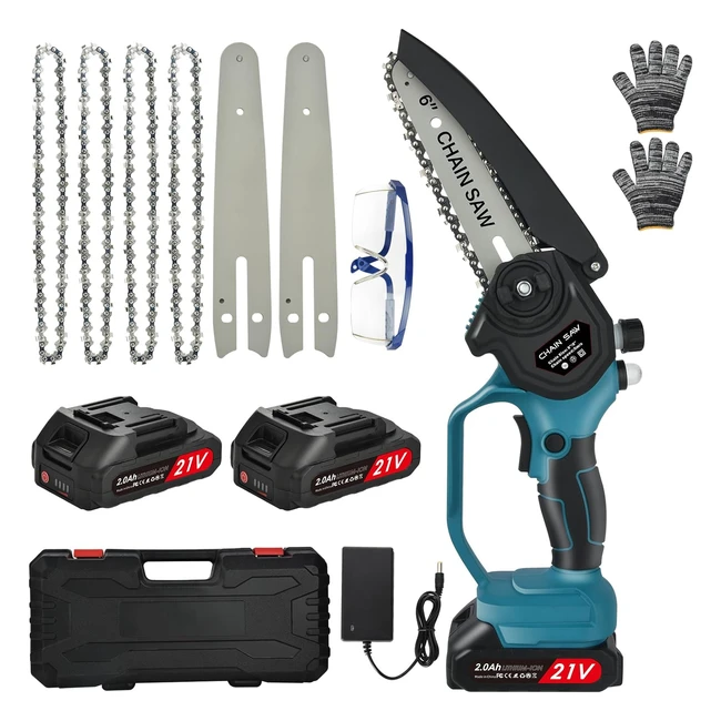 Mini motosierra eléctrica batería 6 pulgadas - Marca X - Ref. 1234 - Corte eficiente y seguro