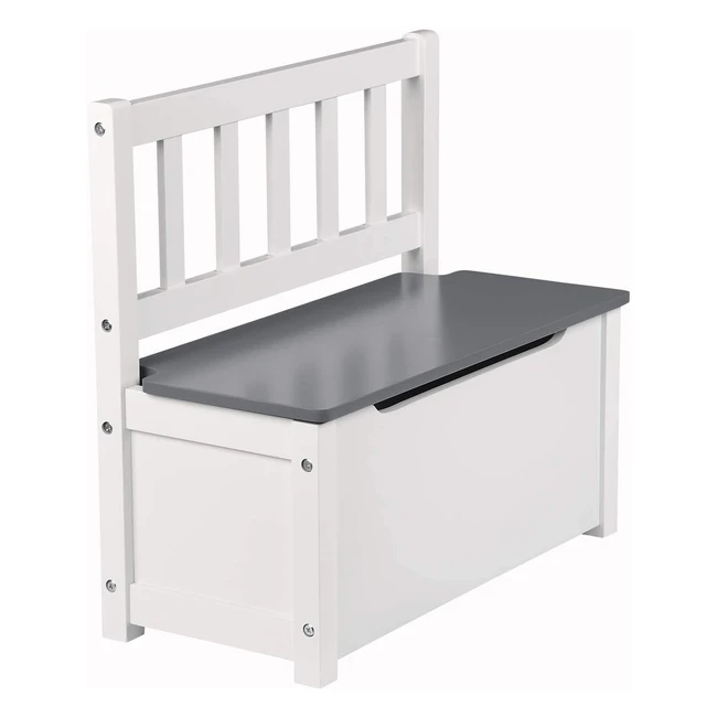 WOLTU Kindertruhenbank Kindersitzbank mit Stauraum 58x26x53cm Weiß/Grau