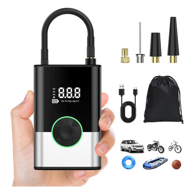 Pompe à Air Électrique Evaryoo 6000mAh Mini Compresseur Portatif Gonfleur Pneus Sans Fil 150PSI