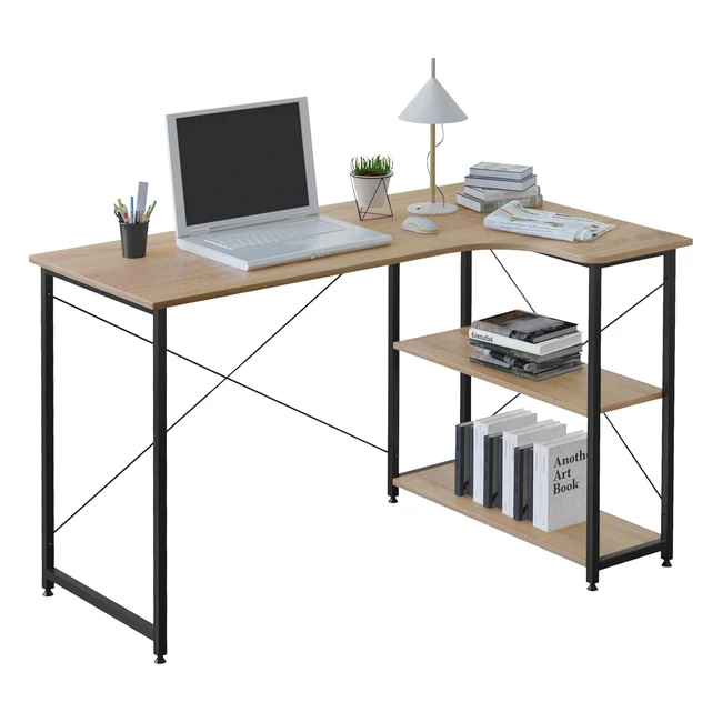 Woltu Eckschreibtisch L-förmiger Schreibtisch 2 Ablagen Bürotisch Computertisch PC Tisch Ecktisch 120x715x74 cm