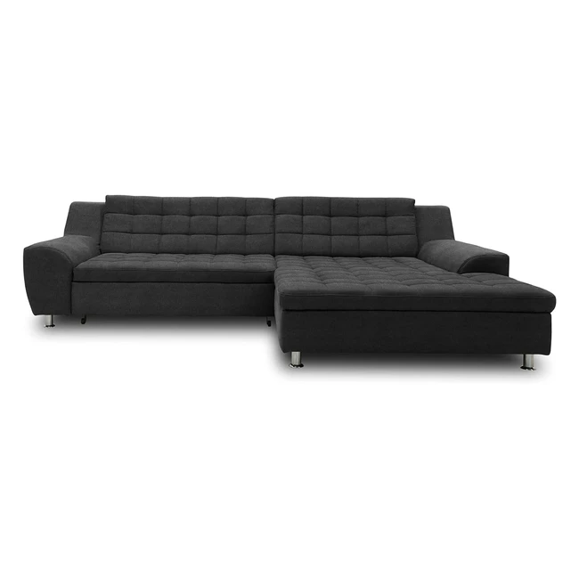 Domo Collection Merida Ecksofa L-Form Schlaffunktion Dunkelgrau