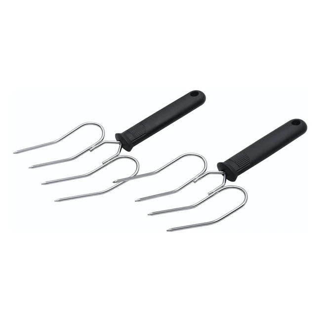 KitchenCraft Poultry Lifting Forks Stainless Steel Set of 2 - Black/Silver