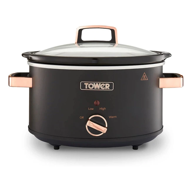 Tower T16042BLK Cavaletto 35L Slow Cooker 3 Heat Settings Cool Touch Handles 210