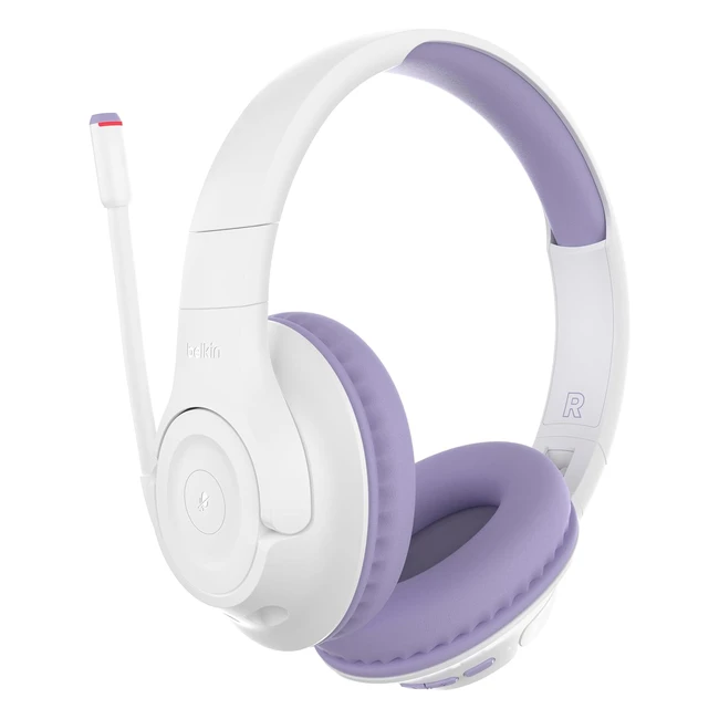 Belkin Auriculares Inalámbricos Bluetooth para Niños Soundform Inspire - Autonomía 35 Horas - Micrófono Plegable - Volumen Seguro 85dB