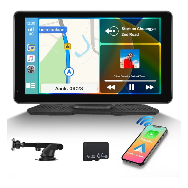 Autoradio portable Hikity 7 pouces sans fil Apple Carplay Android Auto Bluetooth main libres