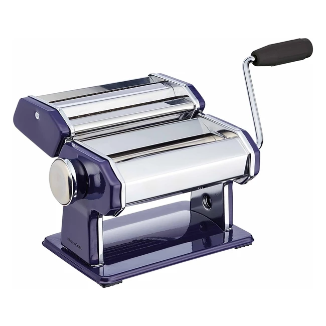 Pasta Maker KitchenCraft World of Flavors Macchina Pasta 9 Spessori Cutter Italiano Deluxe Blu
