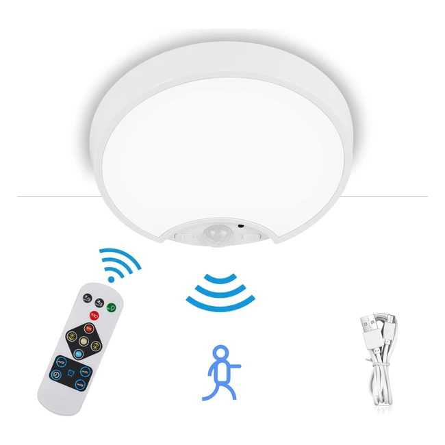 Omeco Plafonnier LED Détecteur de Mouvement Intérieur Extérieur Rechargeable USB 6500K 10 Vitesses 184cm IP45 Lampe Capteur Mouvement