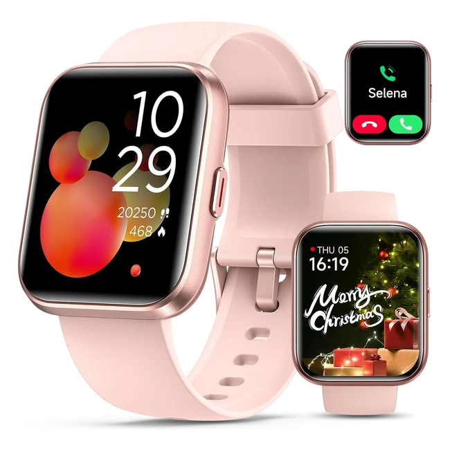 Montre Connectée Femme Quican 18 Bluetooth Alexa Etanche IP68 Smartwatch Sportifs Podomètre Calories Spo2 Fréquence Cardiaque Sommeil Rose