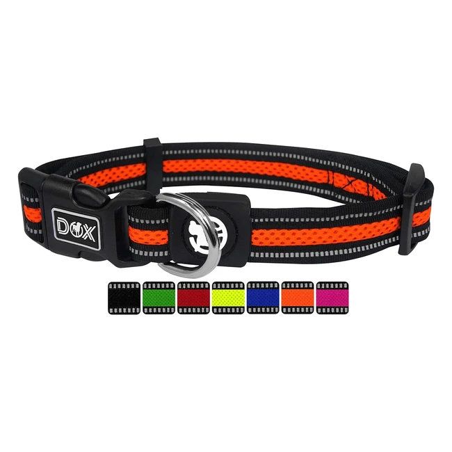 Collier Chien Air Mesh Réfléchissante Rembourré Réglable DDOXX Orange S Nombreuses Couleurs Tailles