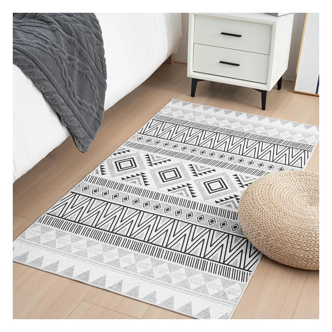 VamCheer Alfombra de Salón Lavable 80x150 Gris Moderna Antideslizante