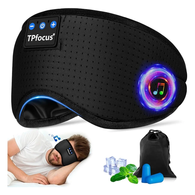 Antifaz para dormir con auriculares bluetooth TPFocus - Modelo 52 - Ideal para dormir de lado - Negro