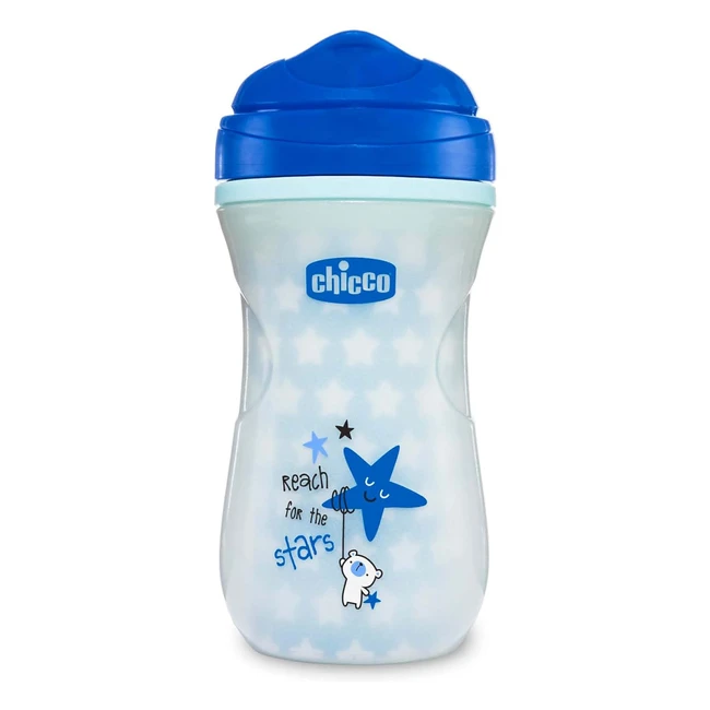 Vaso Infantil Luminoso Chicco 266 ml Antiderrame - Aprendizaje Bebés 14 meses - Boquilla Ergonómica - Válvula Fácil Absorción - Sin BPA - Azul