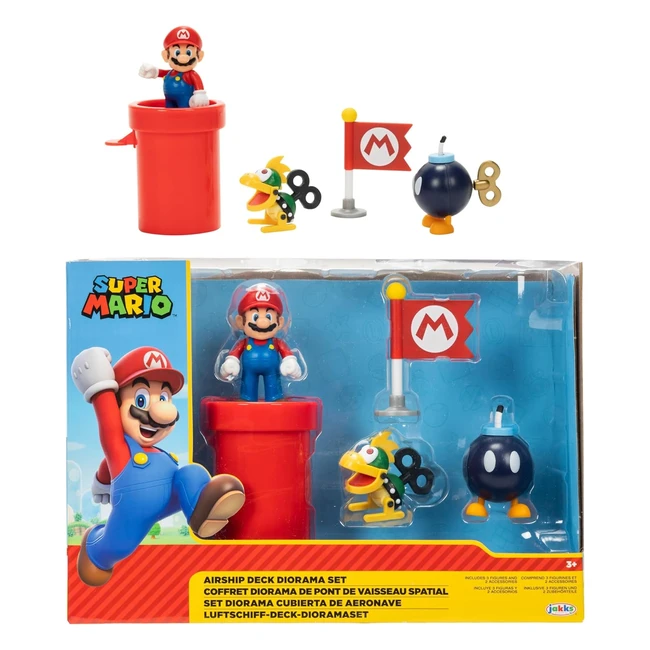 Nintendo Airship Playset - Super Mario - 6 cm - Gioca e Rigiochi - Compatibile con tutti i playset