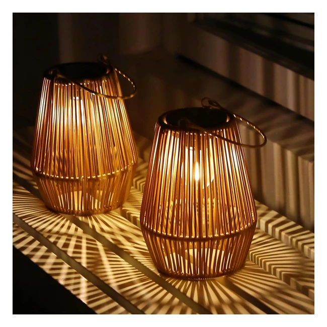 Farolillos Solares Kagoling - 2 Lamparas de Tejido a Mano - Luz Solar IP65 - Dec