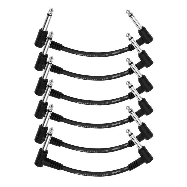 Donner 6 Inch Guitar Patch Cable Black TS Mono Cords 6 Pack