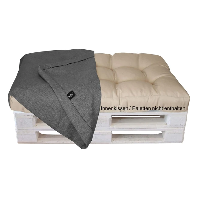 Lileno Home Palettenkissen Bezug Grau - Ersatzbezug für Sitzteil 120 x 80 cm - Outdoor Hülle für Palettenmöbel