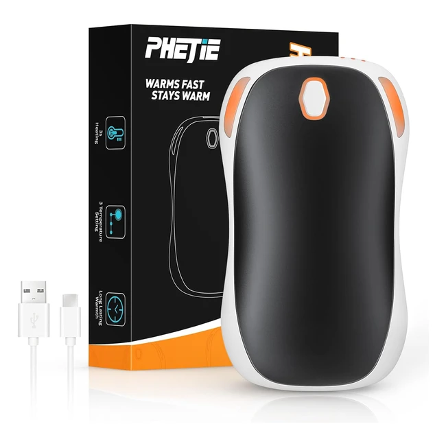 Phejie Hand Warmer Rechargeable Electric Hand Warmer with 3 Heat Settings 10hrs 