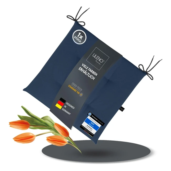 lileno home Stuhlkissen Set Dunkelblau 40x40x45 cm - UV-beständig - Indoor & Outdoor - Laura Fum