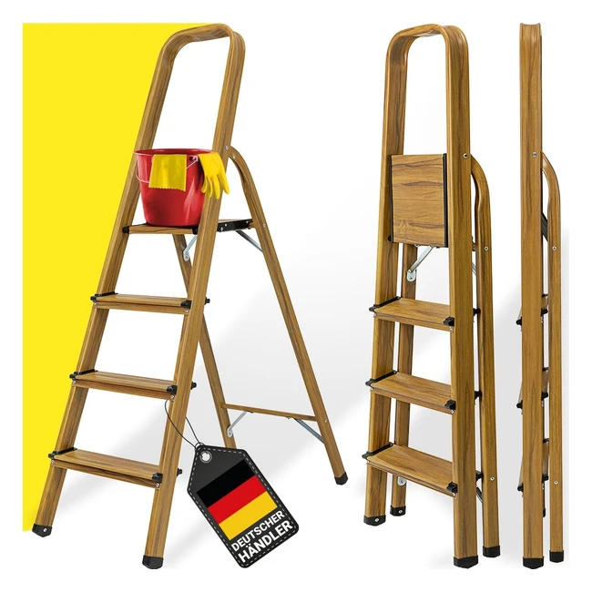 Kraftstll CF133A Aluminium Haushaltsleiter Klappleiter mit Regal 150 kg Leiter Trittleiter 26 Stufen 4 Stufen