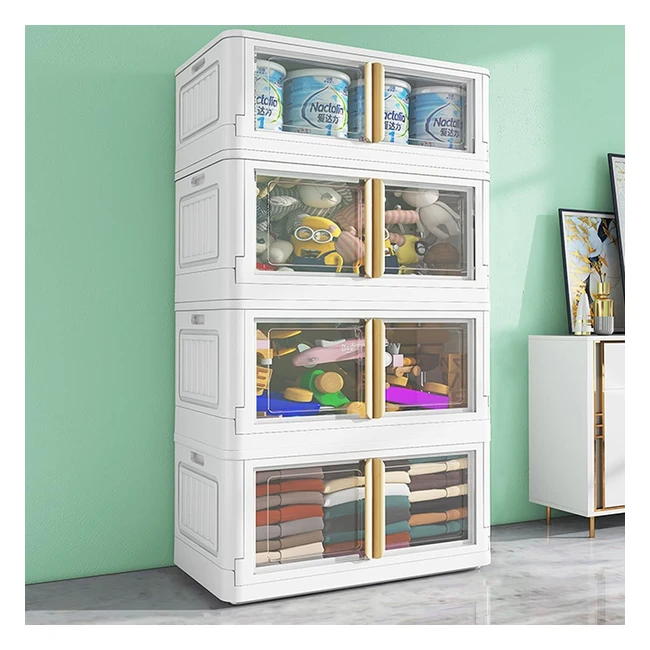 Wookon Cestini di Stoccaggio con Coperchi - 4 Confezioni Plastica Impilabili Ruote Bianchi