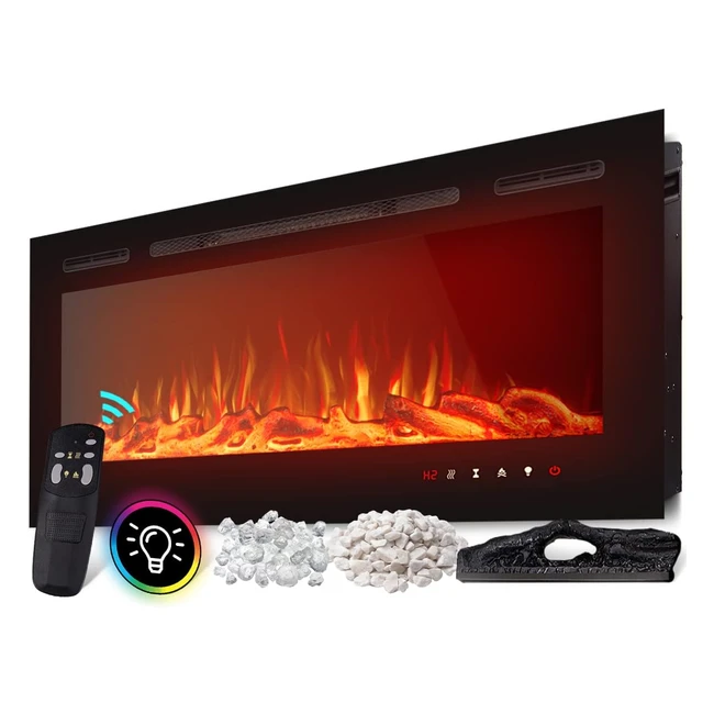 Heidenfeld Elektrokamin HFWK200 Wandinstallation 3in1 Deko-Austausch 1500 Watt L