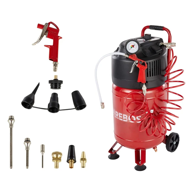 Compresseur d'air Arebos 30L - Kit d'accessoires 13 pièces - Sans huile - Mobile