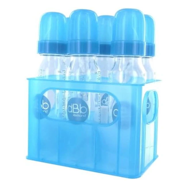 Porte biberons 6 biberons en verre 240 ml DBB Remond - Turquoise Translucide