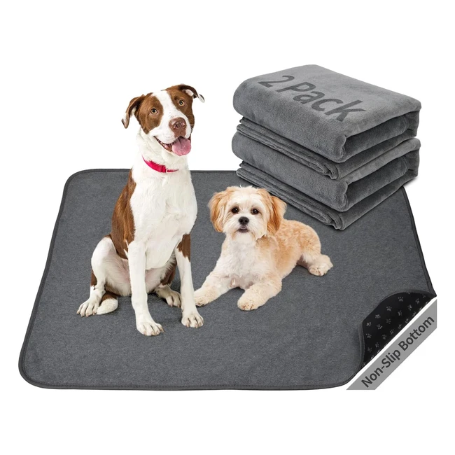 Washable Dog Pee Pad 2 Pack XL Absorbent Training Mat Non-Slip Waterproof Grey