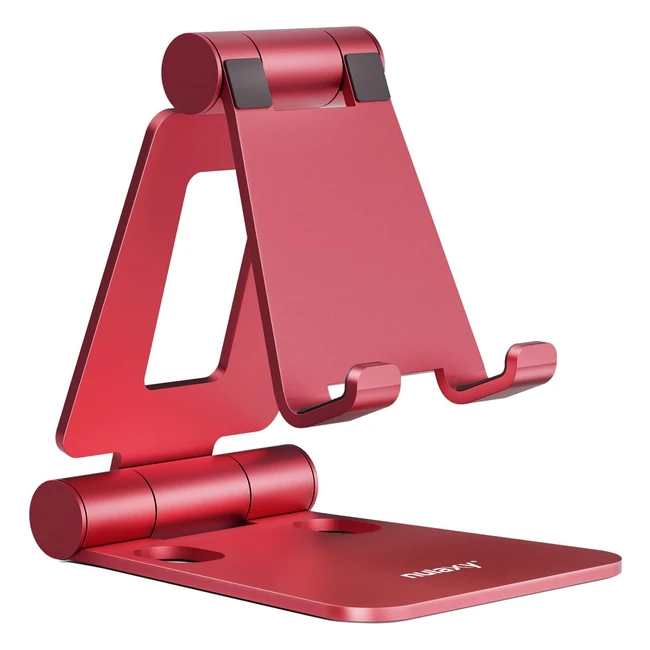 Nulaxy Foldable Phone Stand for Desk - Adjustable Holder Dock for iPhone 14 13 12 Pro XS Max XR X - Huawei Galaxy Nintendo Switch - Red