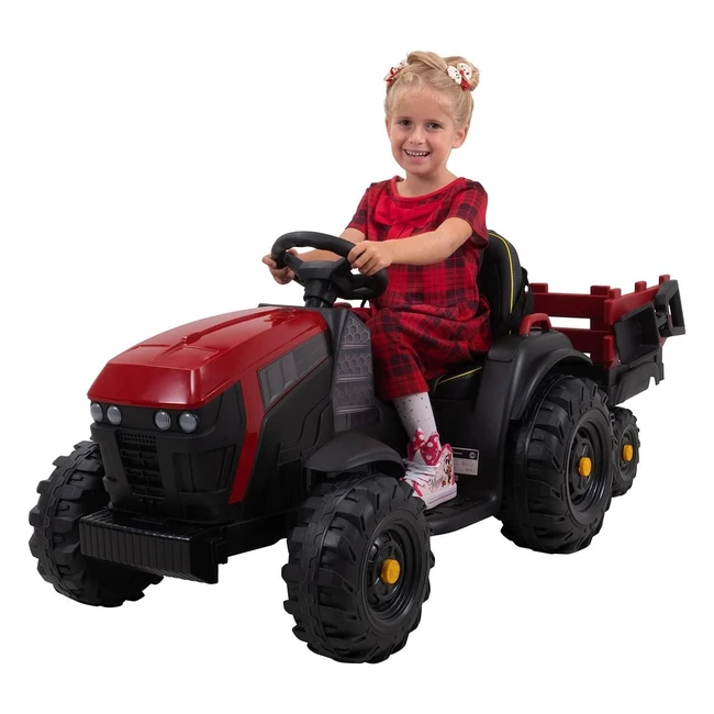 Actionbikes Motors Elektrischer Kindertraktor mit Anhänger 2 x 12 V 45 W Motor 12 Volt 7 Ah Batterie 24 GHz Fernbedienung Kinder Elektrotraktor Spielzeug ab 3 Jahren Elektroauto
