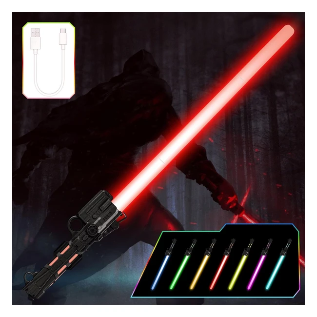 Sable de Luz para Nios - Espada Lser LED Retrctil 7 Colores con Sonido - S