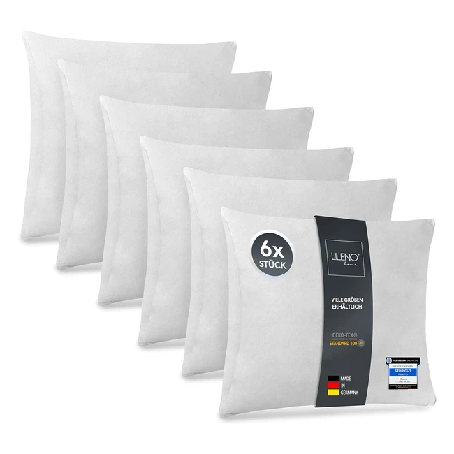 Lileno Home Kissenfüllset 6er-Set waschbare Innenkissen für Allergiker Polyester-Innenkissen für Couch, Sofa, Cocktails und Kissen 40x40cm weiß