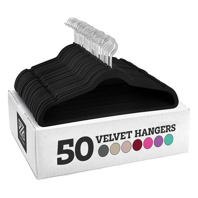 Zober Velvet Coat Hangers 50 Pack Premium Non-Slip Hangers for Clothes