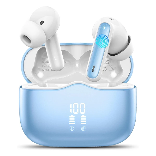 Bluetooth Kopfhörer Kabellos 53 In Ear Kopfhörer mit ENC Noise Cancelling Mic Wireless Earbuds 40Std IP7 Wasserdicht Ohrhörer Blauer See