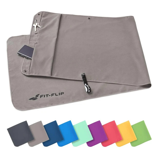 fit flip 3-teiliges Handtuchset mit Reiverschlusstasche magnetischem Clip ex