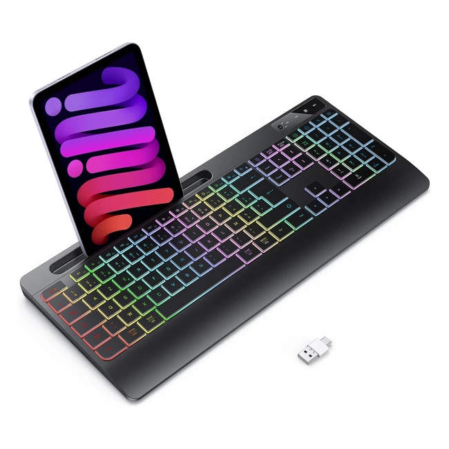 Clavier sans fil ergonomique gaming Tecurs AZERTY USB 2.4G rechargeable