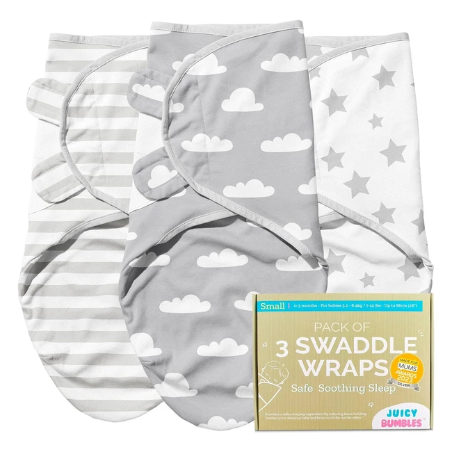 Juicy Bumbles Swaddle Blanket Set of 3  100 Cotton  Easy to Use  Super Soft