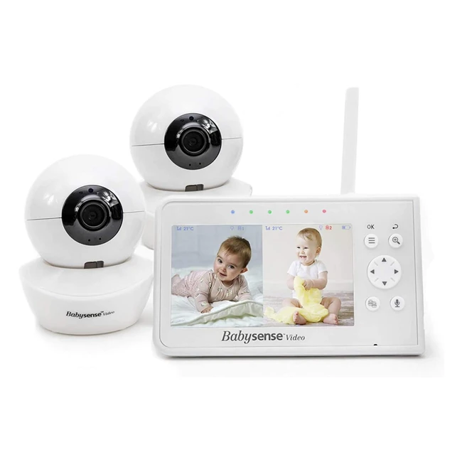 Babysense Video Baby Monitor 43 Inch Split Screen with Two Cameras and Audio Rem