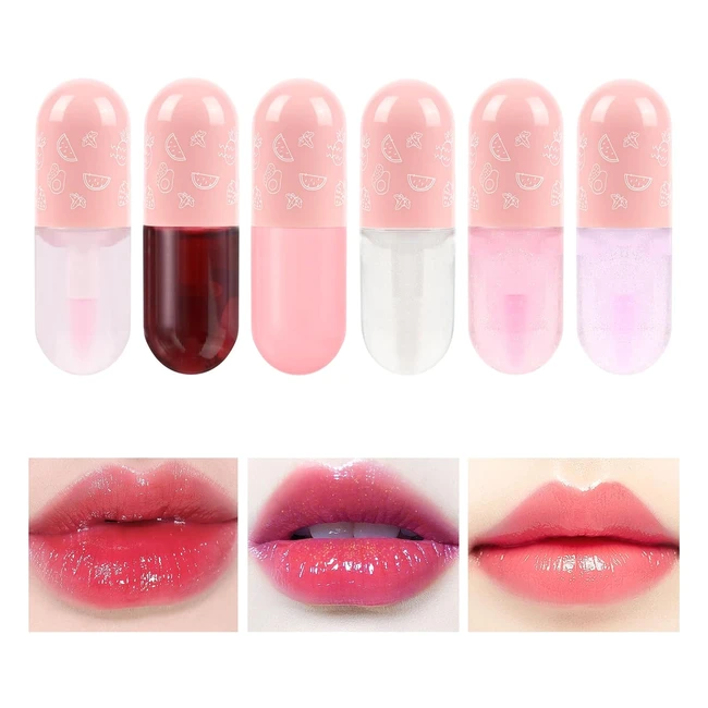 Lucidalabbra AOOWU 6 Pcs - Olio Labbra Trasparente - Idratante e Rimpolpante - 