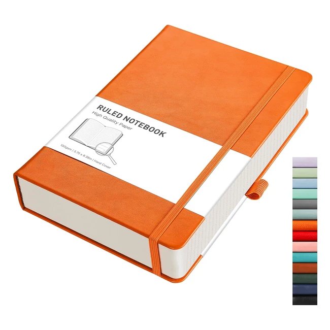 Rettacy A5 Lined Journal Notebook 320 Pages Leather Hardcover Orange