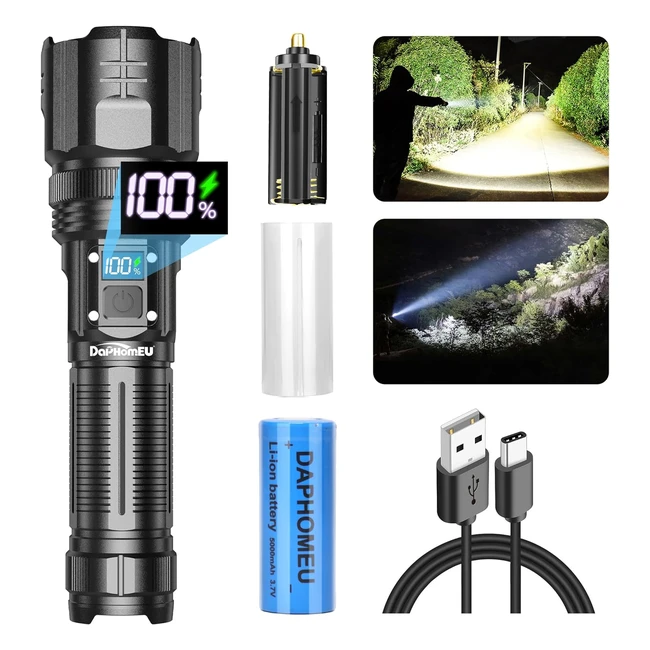 lampe torche led ultra puissante 150000 lumens Daphomeu M80 rechargeable