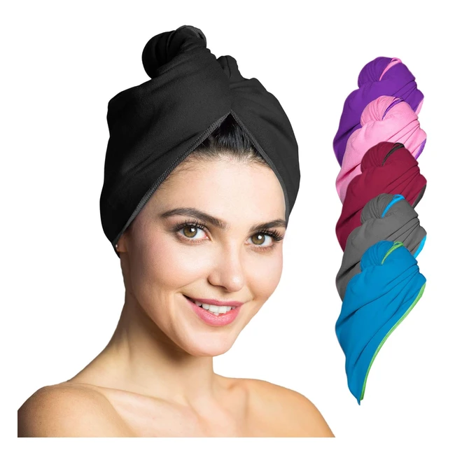 fitflip Haarturban Set Mikrofaser 2 Stück saugstark & schnelltrocknend Schwarz