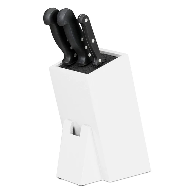 Taco cuchillos cocina bambú 25x11x17 cm blanco - Organizador 6 cuchillos