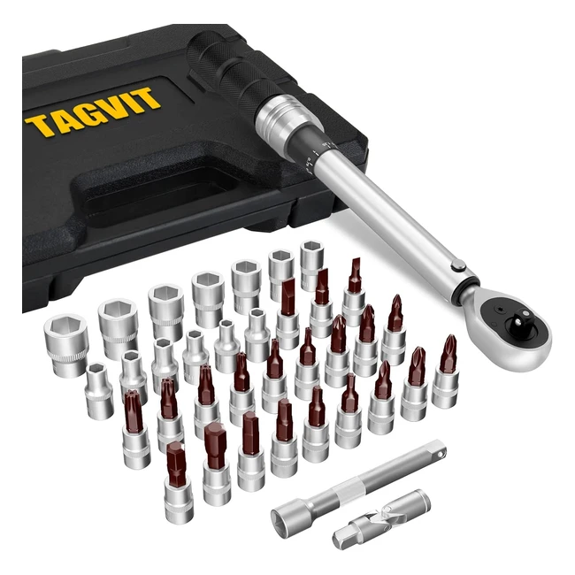 Llave Dinamométrica TAGVIT 14 Precisión 3 525Nm Kit Llaves Dinamométricas con Barra de Extensión Vasos Torx Bicicleta MTB Moto