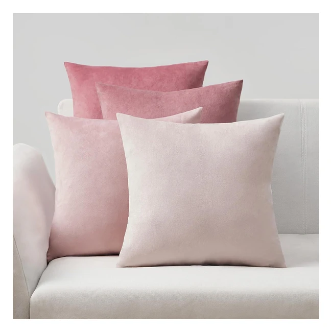 Housse Coussin Topfinel Rose 60x60 Velours Extra Doux Lot de 4 - Confort Luxe Style Moderne