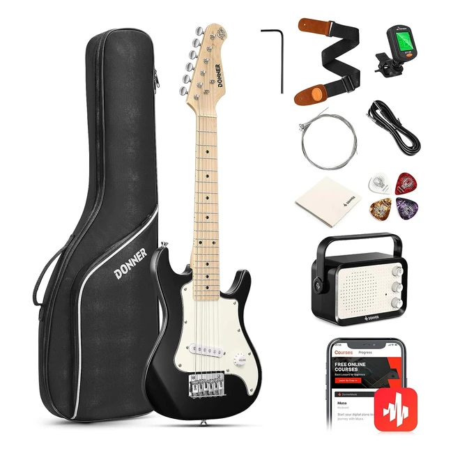 Donner 30 Inch Kids Electric Guitar Beginner Kit DSJ100 Black