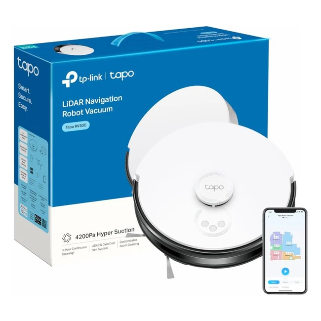 Tapo Lidar Navigation Robot Vacuum Cleaner 4200Pa Suction Quiet 3200 mAh Battery