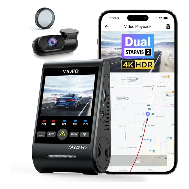 Viofo A229 Pro 4K 2K Dual Starvis 2 HDR Front Rear Dashcam Auto Voice Control 5G