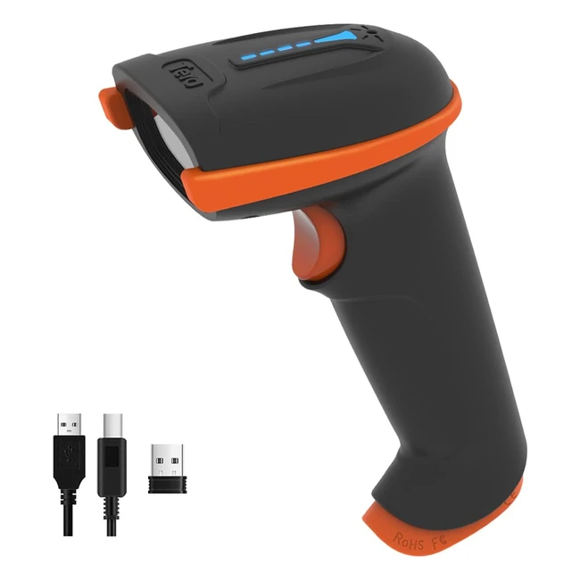 Wireless Tera Barcode Scanner 1D Laser Reader 2000mAh Battery EU008489413