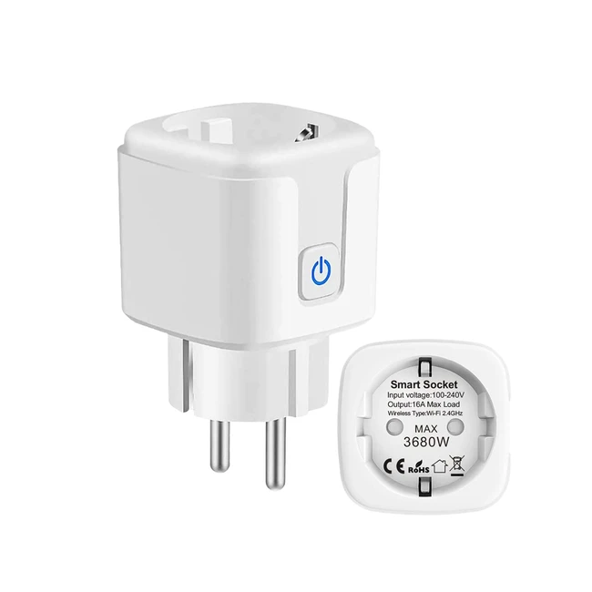 Prise connectée WiFi 16A 3680W Smart Plug Alexa Contrôle Vocal Mesure Consommation